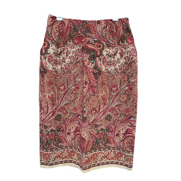 Briggs New York Dresses & Skirts - Vintage Paisley Floral Womens Skirt Midi Rust Gold 12 P Modest Mature Earthy